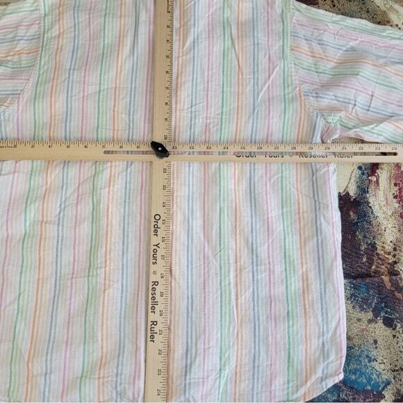 Dress barn Woman's Button Front Shirt Multicolor Stripe Long Sleeve Collar 1X - Picture 10 of 12